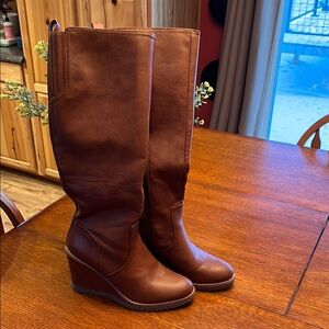 Brown Wedge Boots ZODIAC
